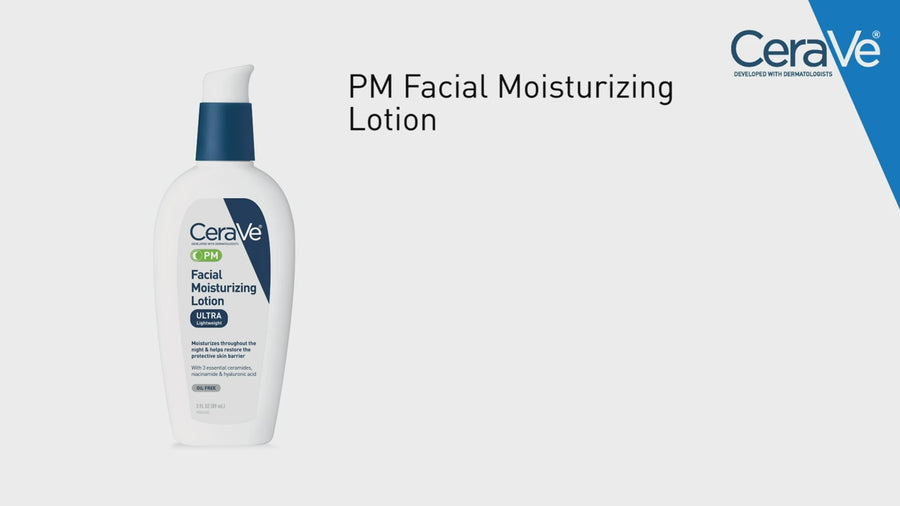 CeraVe Face Moisturizer PM Facial Moisturizing Lotion Night Cream for Normal to Oily Skin ( 89ml )