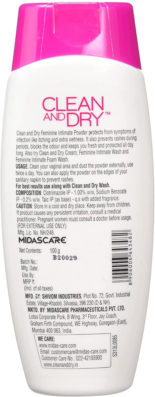 Clean And Dry Feminine Intimate Powder 100g – Mani Ram Balwant Rai