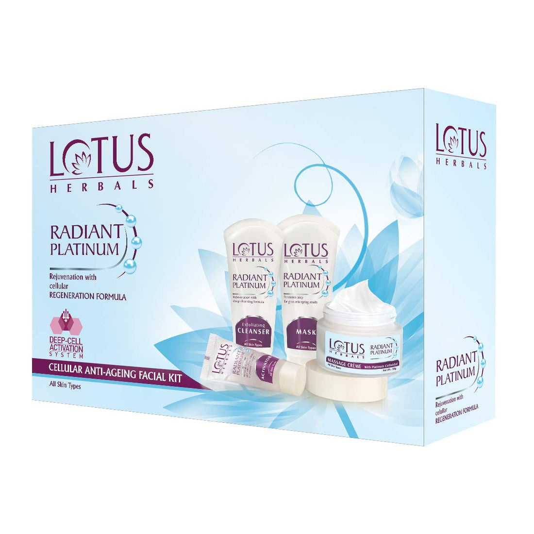 Lotus Radiant Platinum Anti-Ageing Facial Kit with 4 easy steps 170g (Multiple Use)