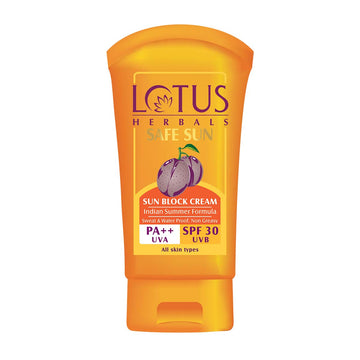 Lotus Herbal Safe Sun Block Cream Indian Summer Formula Spf 30Uvb 100g