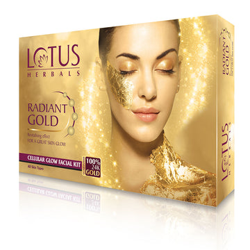Lotus Herbals Radiant Gold Cellular Glow Facial Kit (Pack of 4 Facial Kits) 37g