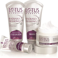 Lotus Radiant Diamond Facial Kit for instant radiance with Diamond dust &amp; Cinnamon, 4 easy steps, 170g (Multiple use)