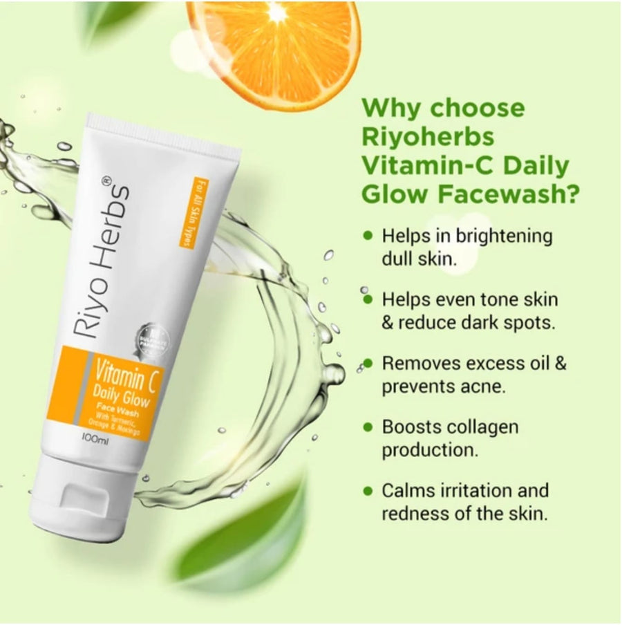 Riyo Herbs Vitamin c Daily Glow Face Wash With Turmeric,Orange &amp; Moringa 100ml