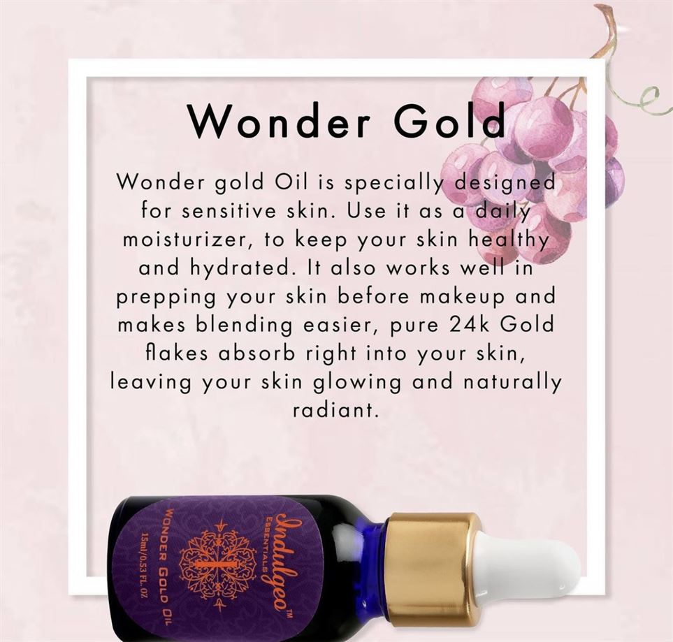 Indulgeo Essentials Wonder Gold Oil 24K Gold Infused Beauty Oil For Normal To Sensitive Skin 15ml