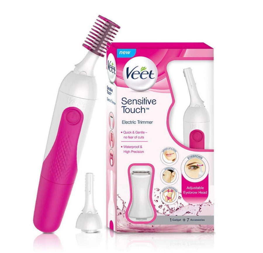 Veet Sensitive Touch Electric Trimmer Waterproff &amp; High Precision Adjustable Eyebrow Head 1Gadget+7 Accessories