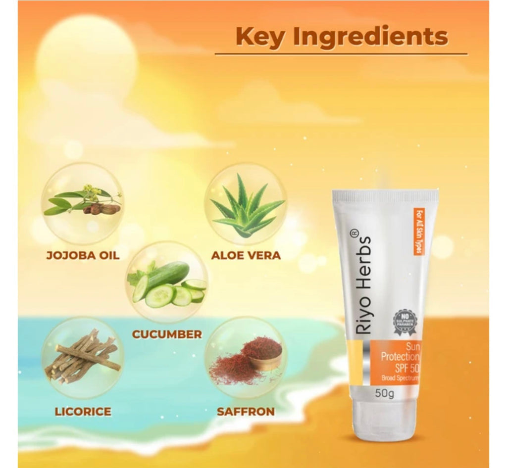 Riyo Herbs Sun Protection SPF 50 Broad Spectrum 50g ( For All Skin Types )