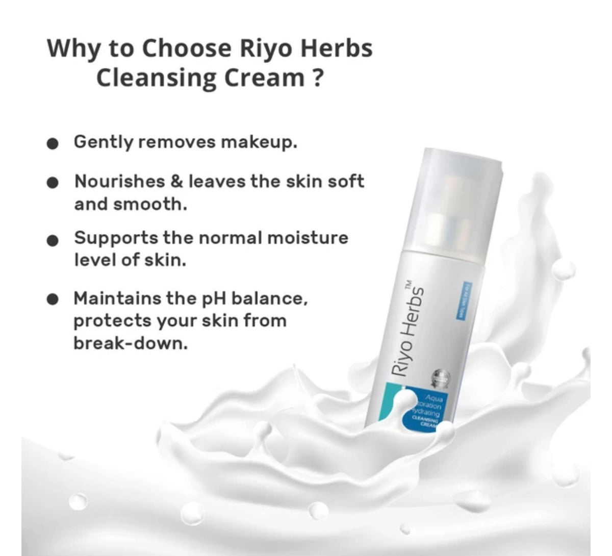 Riyo Herbs Aqua Restoration Hydrating Cleansing Cream ( For All Skin Types ) 100ml