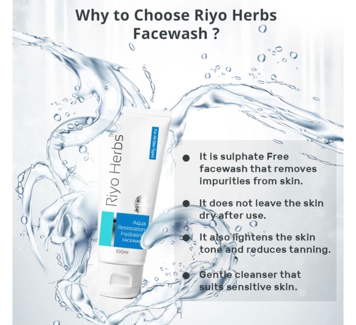 Riyo Herbs Aqua Restoration Hydrating Face Wash ( For All Skin Types ) 100ml