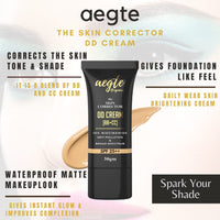 Aegte Organics Skin Corrector DD Cream (BB+CC) 10% Niacinamide &amp; Broad Spectrum SPF 25++ Natural 30gm