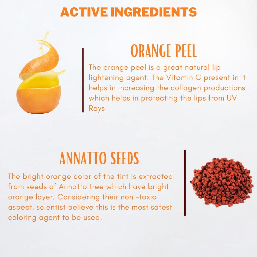 Aegte Organics Orange Lip &amp; Cheek Tint Natural Orange Peel &amp; Annatto Seed Extracts Lightens Lip Tone and Moisturizes Chapped Lips 15g